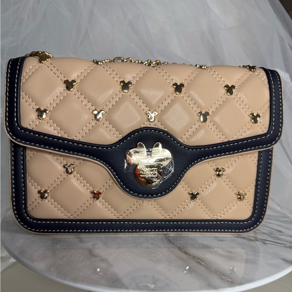 Disney Handbags - Disney Tan and Gold Crossbody or Shoulder  Bag with Quilted Design Minnie Mouse